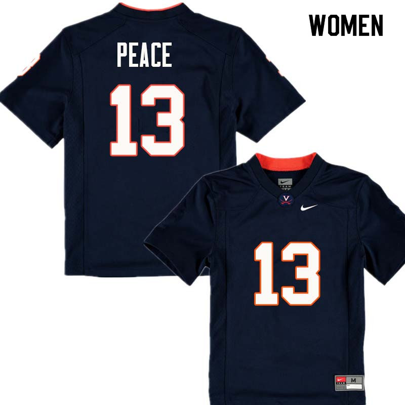 Women #13 Chris Peace Virginia Cavaliers College Football Jerseys Sale-Navy - Click Image to Close